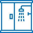 A blue shower graphic icon