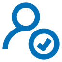 User profile silhouette with approval check mark symbol
