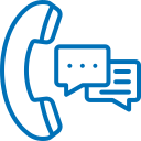 Telephone and text box icon graphic