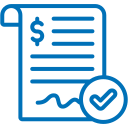 Quote icon with a dollar sign and check mark